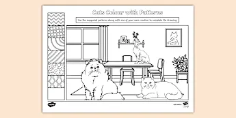 Kitty Pattern Worksheet Pattern Art Activities | twinkl.co.uk