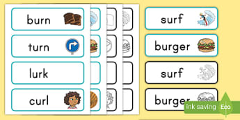 -ur Digraph Word Cards