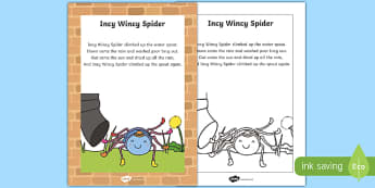 Incy Wincy Spider Nursery Rhyme Poster - rhymes, display, poems 
