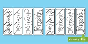Denver Name Simple Colouring Bookmarks