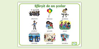 Sfârșit de an școlar – Planșă cu vocabular