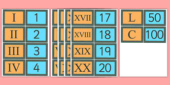 KS2 Roman Numerals Matching Card Game