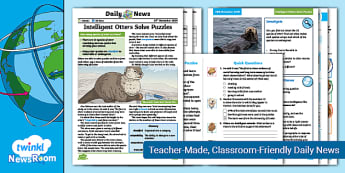 NewsRoom Pack - Otters Solve Puzzles - KS2 Comprehension