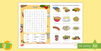 A1 Ficha de actividad: Crucigrama: La comida - Inglés - Inglés