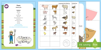 Farm Sensory Bin and Resource Pack - farm, harvest, stnsory tray, tuff spot, tuff tray, on the farm