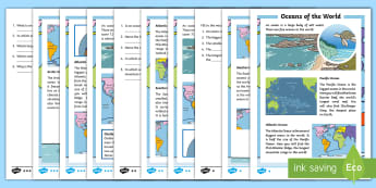 Seas And Oceans - Geography Activities And Worksheets