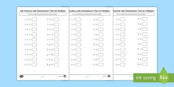 Year 6 Adding Fractions Questions | Worksheets Printable