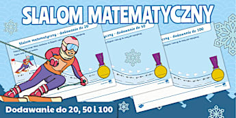 Slalom matematyczny | Dodawanie do 20, 50 i 100 | Zima