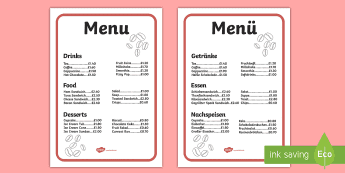 English Menus | twinkl.co.uk