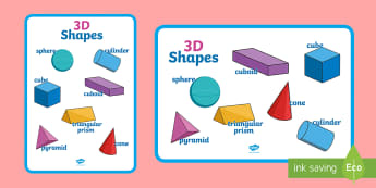 3D Solid Shapes Names Cards - 3D Shapes with Names - Twinkl