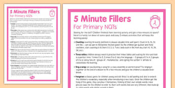 5 Minute Fillers for Primary NQTs, FS and KS1 - fillers, primary, nqt, ks1