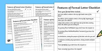 Formal Letters Checklist.pdf Formal Letters Checklists | twinkl.com.au
