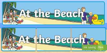 At the Beach Display Banner - crabby spit, camping, seaside treasures, paddling, surfing,
