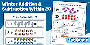 First Grade Winter Addition and Subtraction Within 20