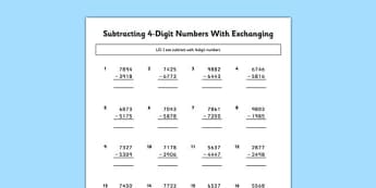 Add and subtract numbers with up to 4 digits - Year 4 Maths Curriculum