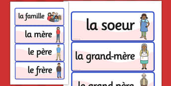 French Family Members Vocabulary Cards - families, vocabulary