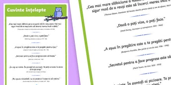 Cuvinte înțelepte - Poster - Cuvinte înțelepte, Poster - citate celebre, fraze celebre, citate, citate motivatoare, motivational, materiale, materiale didactice, română, romana, material, material didactic