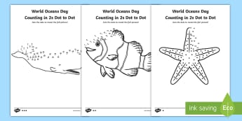 World Oceans Day Dot to Dot in 2s Worksheets -