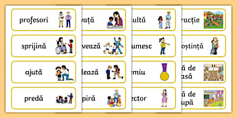 Profesorii – Cartonașe cu vocabular