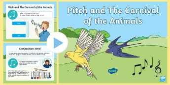 The Carnival of the Animals Pitch PowerPoint - Saint Saens, high, low, orchestra, instruments, chime bars
