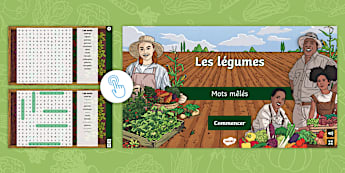 Mots mêlés interactif: Les légumes - Twinkl