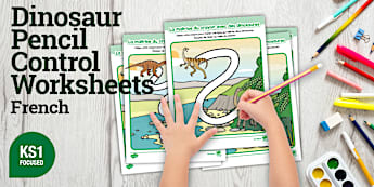 Dinosaur Pencil Control Worksheets French