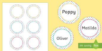 Spotty Themed Party Name Tags