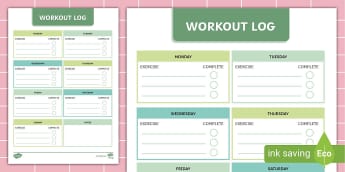 Simple Weekly Workout Log | Twinkl Busy Bees