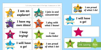 Star-Themed Characteristics of Effective Learning Stickers - Star-Themed Characteristics of Effective Learning Stickers - early years assessment, EYFS, character