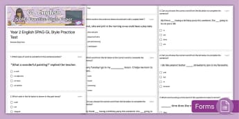Year 2 SPAG GL Style Practice Test