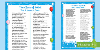The Class of 2020: Year 6 Leavers' Poem