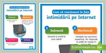 Cum să reacționezi în fața intimidării pe Internet – Planșă