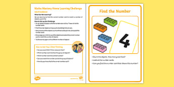 EYFS Maths Mastery Number Recognition Home Learning Challenge: Find the Number!