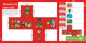 Elves Box Cube Craft Exercise | Gift Box | Twinkl