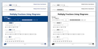Multiply Fractions Using Diagrams Worksheet