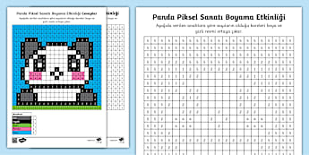 Panda Piksel Sanatı Boyama Etkinliği-Twinkl