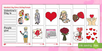 KS1 Valentine's Day Simple Sentence Writing Prompt Pictures Activity