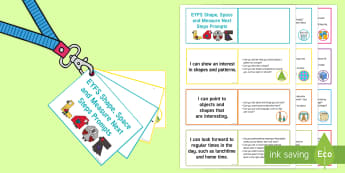 Lanyard-Sized EYFS Maths – Shape, Space and Measure Current Attainment and Next Step Suggestions Adult Guidance Cards