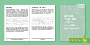 Extract from The Prelude GCSE | Edexcel English Literature