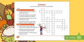 Ks1 Autumn Crossword For Kids