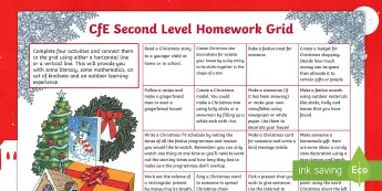 Sample Homework Christmas Christmas Homework Grids | twinkl.com.au