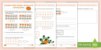 Pumpkin Patch Number Bonds of 10 Worksheet