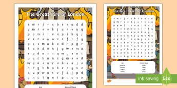 The Great Fire Of London Word search | Restoration | History
