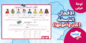 لوحة عرض الأفعال الناسخة كان وأخواتها - المستوى الأول