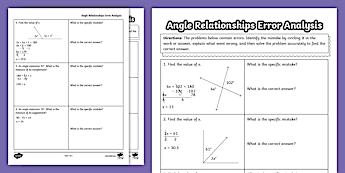 Angle Relationships Worksheets | twinkl.com