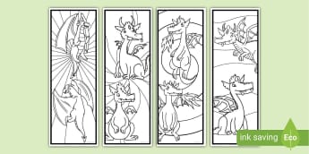 Dragon Colouring Bookmarks