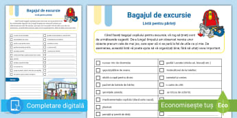 Bagajul de excursie – Listă editabilă pentru părinți