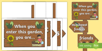 EYFS When You Enter This Garden Outdoor Area Signpost Display Pack