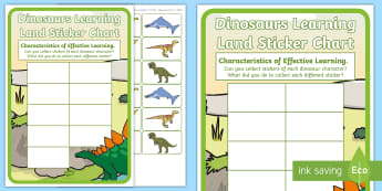 Characteristics of Effective Learning Dinosaur Themed Sticker Chart   Sticker Reward Charts - EYFS, Early Years, Characteristics Of Effective Learning, Playing And Exploring, Active Learning, Cr