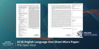 GCSE English Language One Sheet Micro Paper: The Open Door